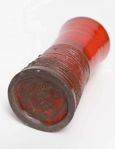 1970s Orange Red Handmade Ceramic Ashtray and Vase Set