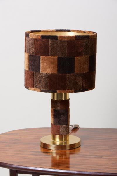 1970s Pair of Hollywood Regency Table Lamps in Brass and Carpet