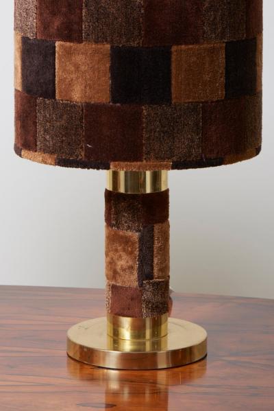 1970s Pair of Hollywood Regency Table Lamps in Brass and Carpet