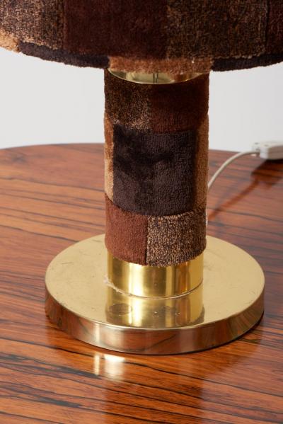1970s Pair of Hollywood Regency Table Lamps in Brass and Carpet