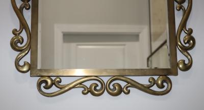 1970s Patinated Brass French Wall Mirror