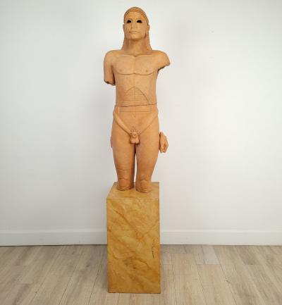 1970s Pottery Statue of a Koros on Later Stand California circa 1975