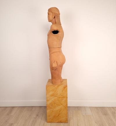 1970s Pottery Statue of a Koros on Later Stand California circa 1975