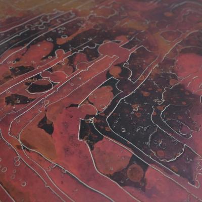 1970s Rectangular Occasional Table in Etched Cooper Signed Belgium