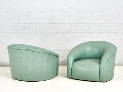 1970s Seafoam Green Swivel Lounge Chairs