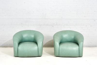 1970s Seafoam Green Swivel Lounge Chairs