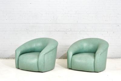 1970s Seafoam Green Swivel Lounge Chairs