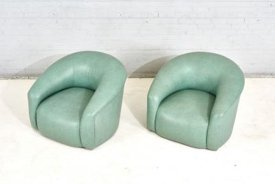 1970s Seafoam Green Swivel Lounge Chairs