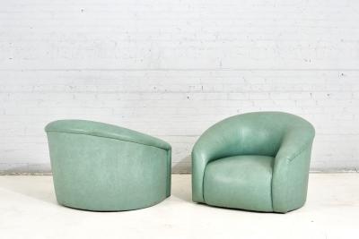 1970s Seafoam Green Swivel Lounge Chairs