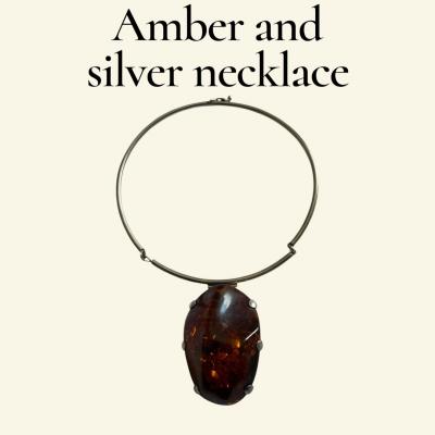 1970s Silver and amber necklace