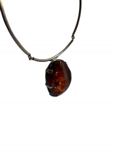 1970s Silver and amber necklace