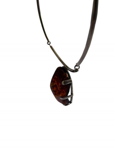 1970s Silver and amber necklace
