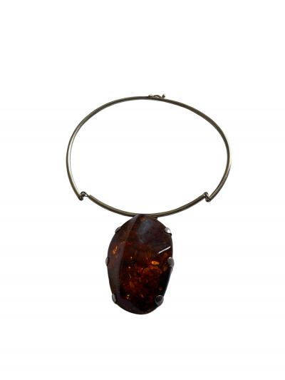 1970s Silver and amber necklace