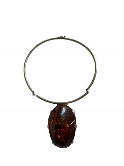 1970s Silver and amber necklace