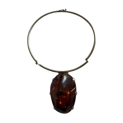 1970s Silver and amber necklace