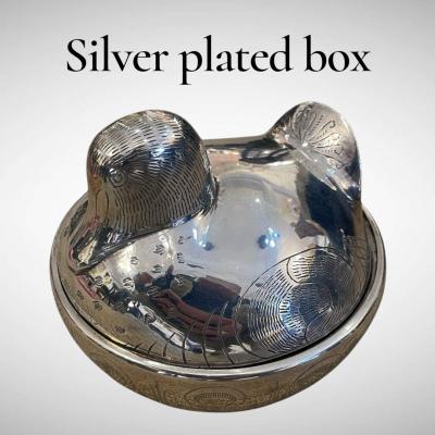 1970s Silver plated duck decorative box