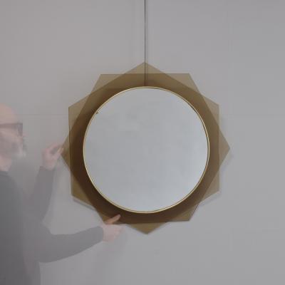 1970s Smoked Glass Sunburst Mirror Italy