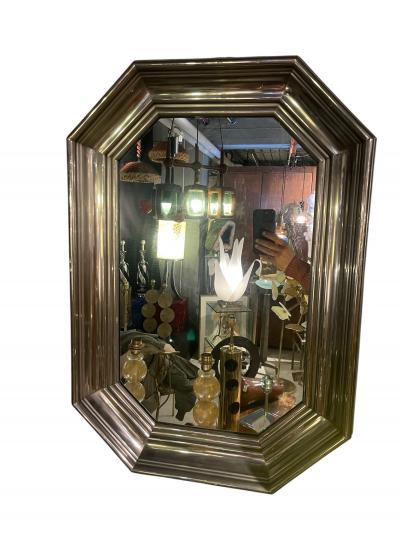 1970s Stainless steel wall mirror attributed to maison Jansen