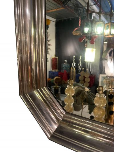 1970s Stainless steel wall mirror attributed to maison Jansen