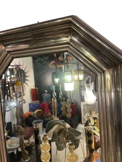 1970s Stainless steel wall mirror attributed to maison Jansen