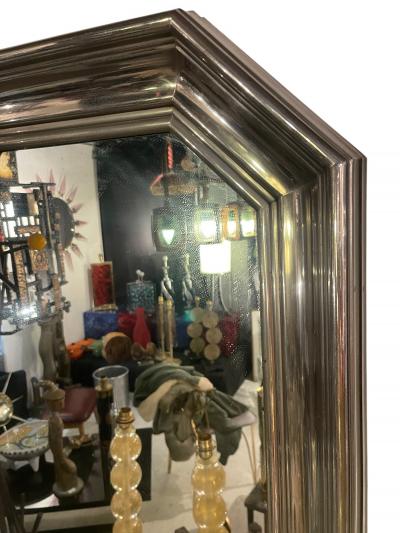 1970s Stainless steel wall mirror attributed to maison Jansen