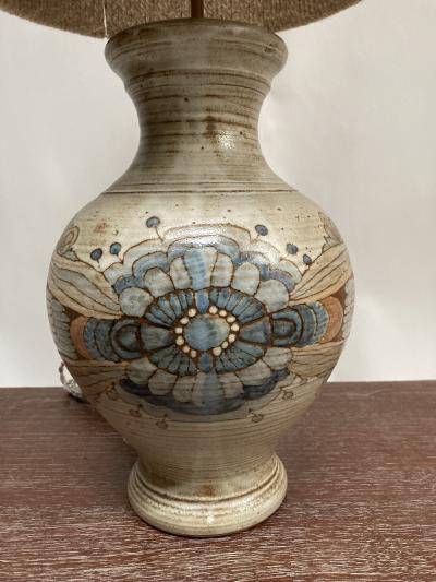 1970s Studio Pottery Ceramic Lamp Signed Fievet