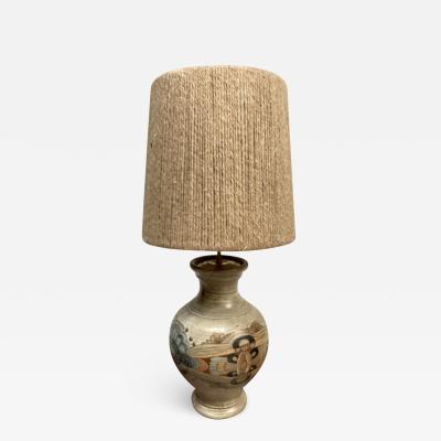 1970s Studio Pottery Ceramic Lamp Signed Fievet