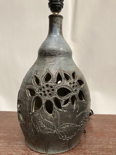 1970s Studio Pottery ceramic lamp by Les Grottes Dieulefit