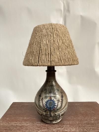 1970s Studio Pottery ceramic lamp signed