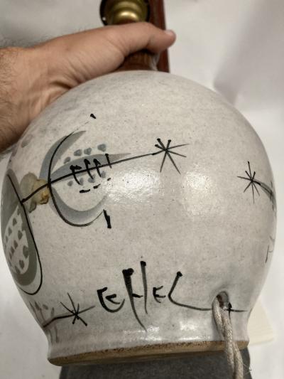 1970s Studio Pottery ceramic lamp signed