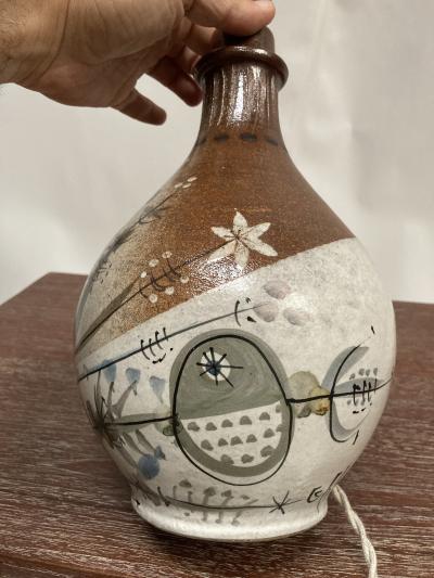 1970s Studio Pottery ceramic lamp signed