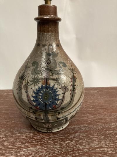 1970s Studio Pottery ceramic lamp signed