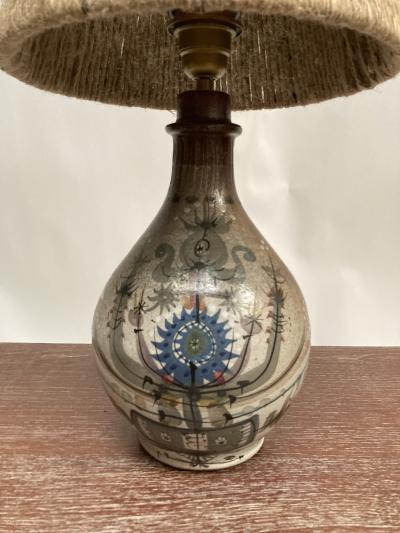 1970s Studio Pottery ceramic lamp signed