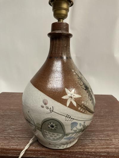 1970s Studio Pottery ceramic lamp signed