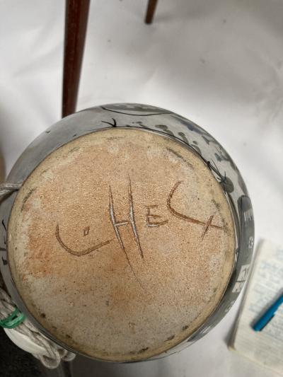 1970s Studio Pottery ceramic lamp signed
