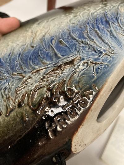 1970s Studio Pottery ceramic lamp signed D Prioton