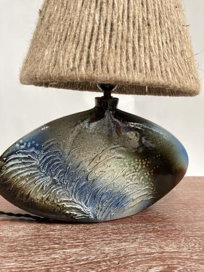 1970s Studio Pottery ceramic lamp signed D Prioton