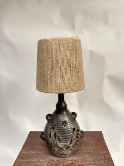 1970s Studio Pottery ceramic lamp signed Les grottes Dieulefit 3