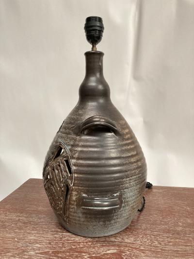 1970s Studio Pottery ceramic lamp signed Les grottes Dieulefit 3