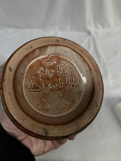 1970s Studio pottery owl ceramic box by Les grottes Dieulefit