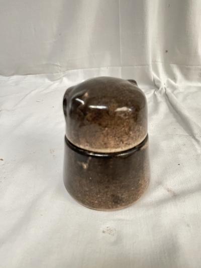 1970s Studio pottery owl ceramic box by Les grottes Dieulefit