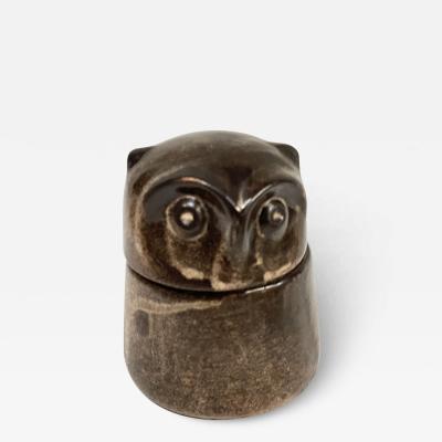 1970s Studio pottery owl ceramic box by Les grottes Dieulefit