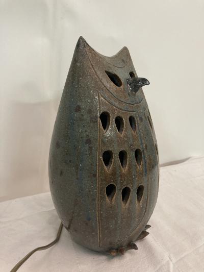 1970s Studio pottery owl night lamp By Alain Blanchard