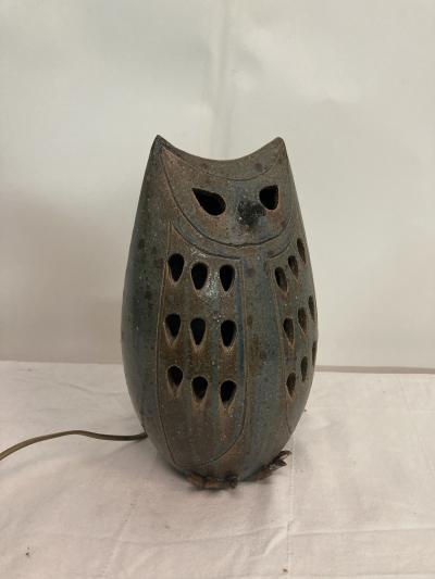 1970s Studio pottery owl night lamp By Alain Blanchard