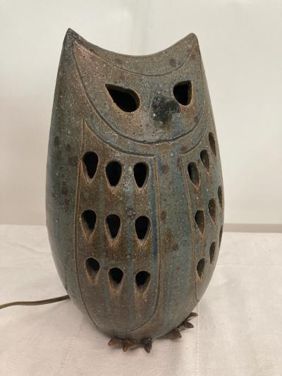 1970s Studio pottery owl night lamp By Alain Blanchard