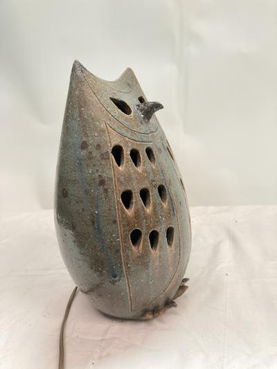 1970s Studio pottery owl night lamp By Alain Blanchard
