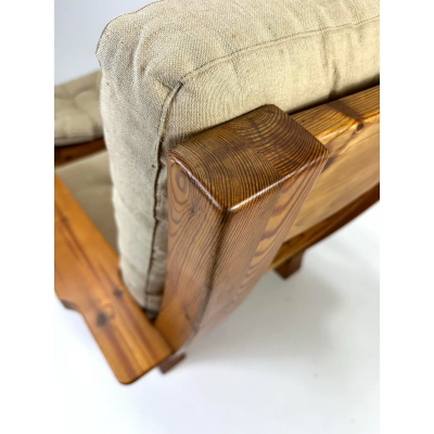 1970s Swedish Pine Chair and Ottoman