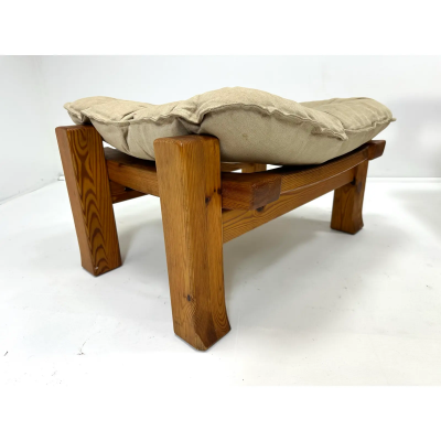 1970s Swedish Pine Chair and Ottoman