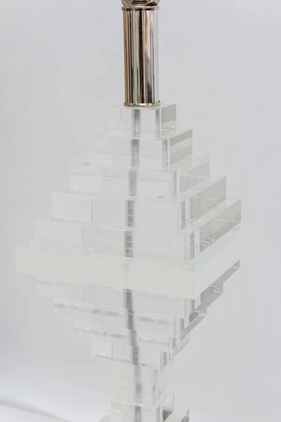 1970s Tall Sculptural Lucite Stacked Table Lamp