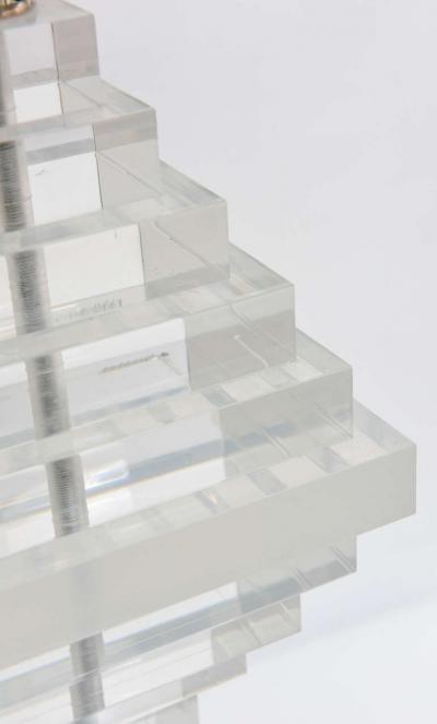1970s Tall Sculptural Lucite Stacked Table Lamp